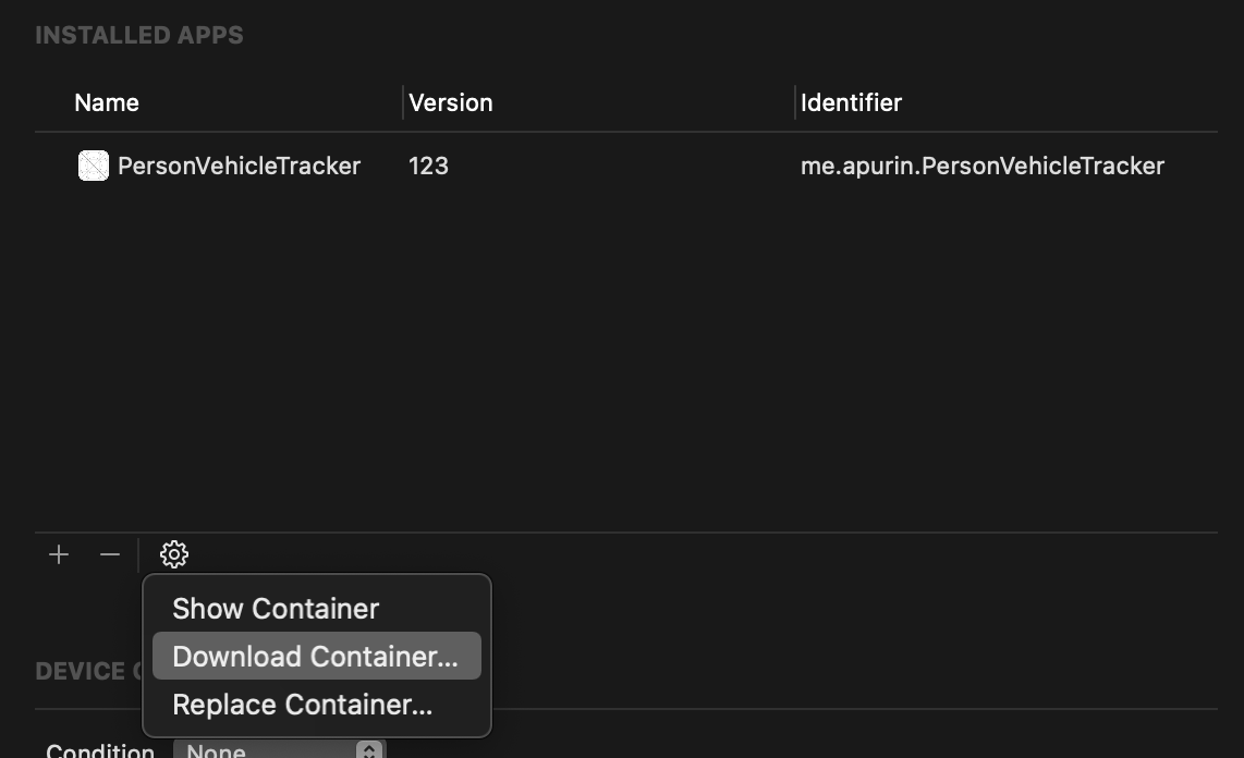 Download app container from iOS